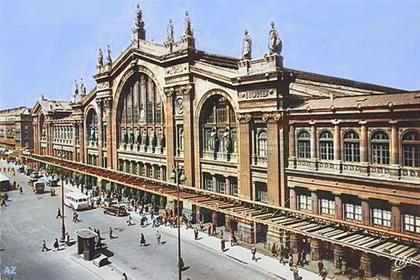 Paris - North Station -Gare du Nord-1953, Paris. Image coloured by A. Zois.