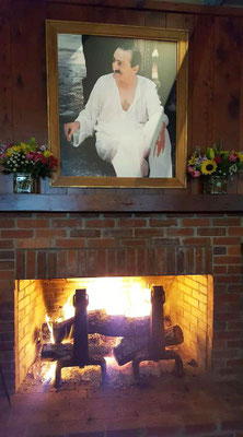 Firplace in the Barn at the Meher Center, Myrtle Beach, SC.