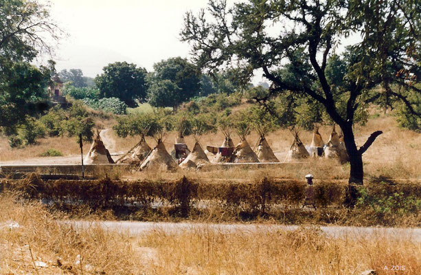 Tipee  tents near the caves ; photo by Anthony Zois