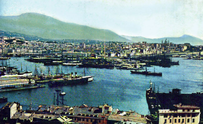 Genoa Port. Image coloured by Anthony Zois.