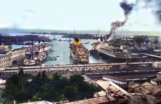 Genoa Port. Image coloured by Anthony Zois.