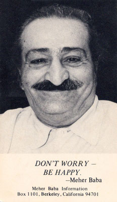 Front : Meher Baba in Poona May 1957 ; Photo taken by Bhikubhai, Meelan Studio.