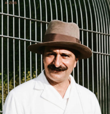 1932 : Meher Baba at the London Zoo. Image rendition by Anthony Zois. BP