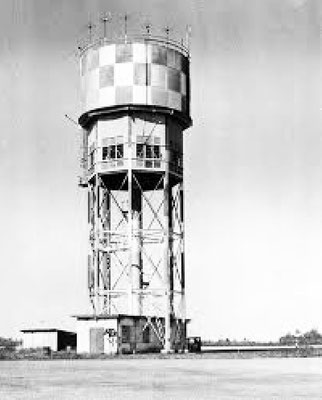 Control and water towers at Darwin Airport during the 1950s