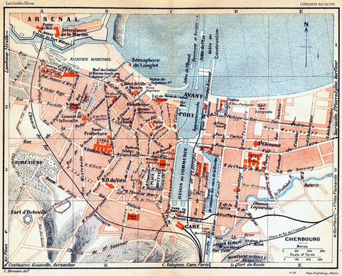 Map showing Cherbourg, France