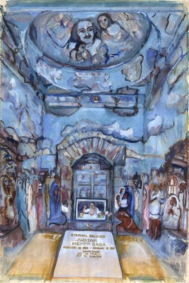 Painting of the interior of the tomb in the late 20th century by Laurie Blum