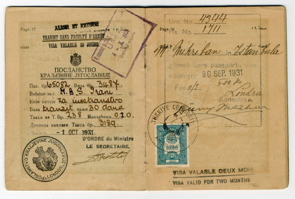 Meher Baba's 1931 Persian passport