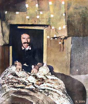 BABA SITTING AT THE CRYPT ROOM DOOR. Image rendition by Anthony Zois.