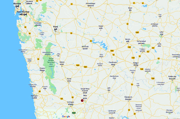 Sangli marked in red on map