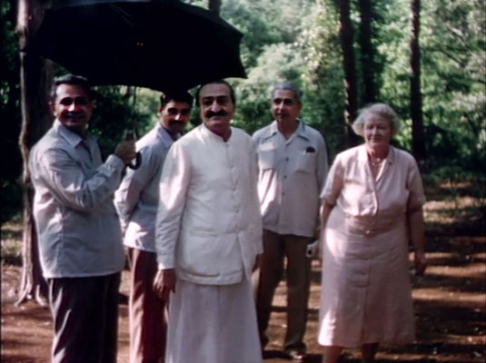 1956 ; Meher Center, Myrtle Beach, SC. ; Meher Baba with Elizabeth Patterson and his men mandali. The images were captured by Anthony Zois from a film by Sufism Reoriented.