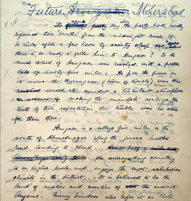 1923 : Ramjoo's Diary - Chapter heading; "The First visit to Arangaon" - 1st page extract