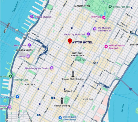 Astor Hotel location in New York City, prior to being demolished.
