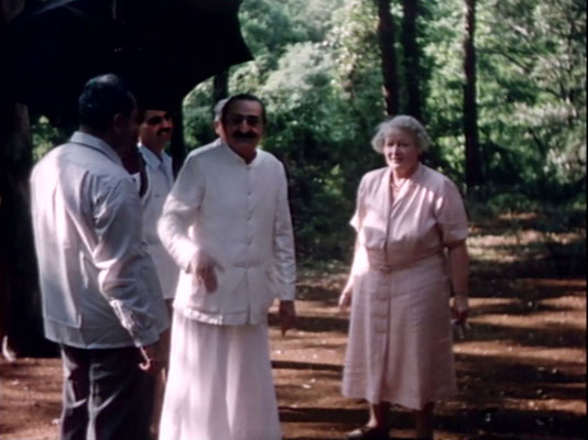 1956 ; Meher Center, Myrtle Beach, SC. ; Meher Baba with Elizabeth Patterson and his men mandali. The images were captured by Anthony Zois from a film by Sufism Reoriented.