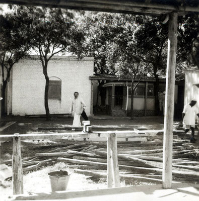 Baba inspecting completion of Manonash Cabin at Meherazad, India on 10 December, 1951. Courtesy of the Jessawala Collection - AMB Archives, Meherabad, India.