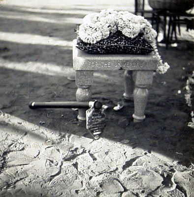 Foundation stone & Silver spade used to dig the ground.
