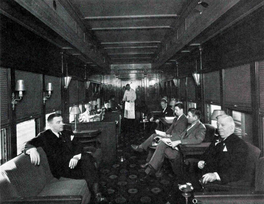 1930s - Interior of the "20th Century" train's lounge carriage. Courtesy of Larry Karresch.