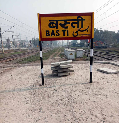 Basti Railway Station platform sign