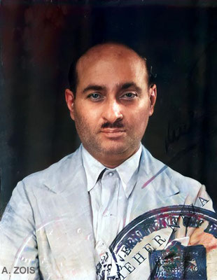 Passport photo. Image enhanced & colourized by Anthony Zois.