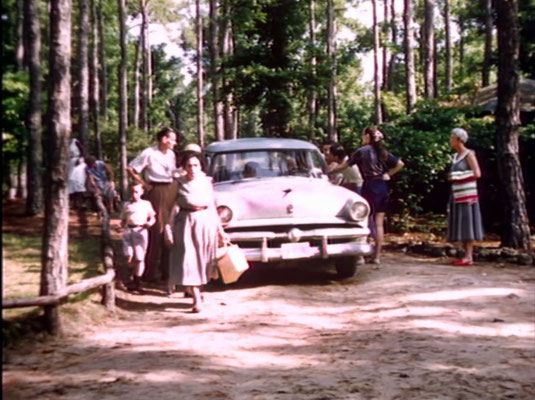 1956 ; Meher Center, Myrtle Beach, SC. ; The Karrasch family walking on the Center and Annarosa'a mother Theresa DeBlasio (left). The images were captured by Anthony Zois from a film by Sufism Reoriented.