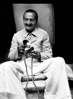 6th Nov. Meher Baba playing the bells at Saint Gadge Maharaj's Dharamshala, Pandharpur