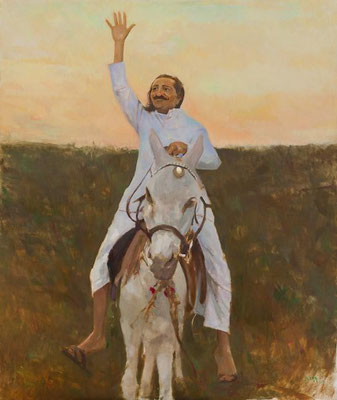 Baba riding a donkey