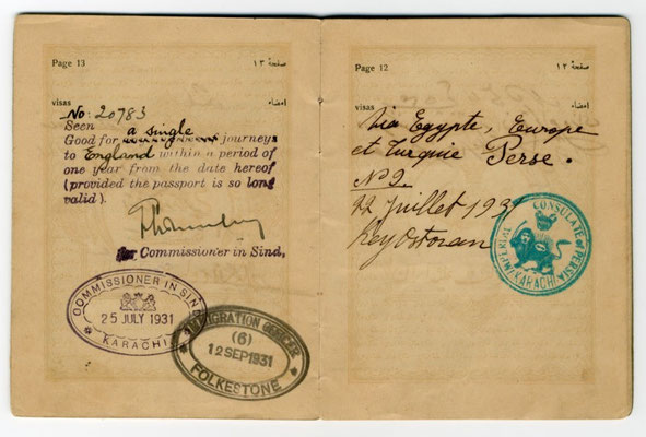 Meher Baba's 1931 Persian passport