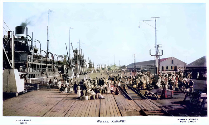 Passengers at Keamari Docks, Karachi's port. Image rendering by Anthony Zois.