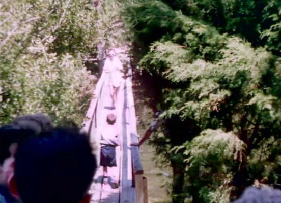 1956 ; Meher Center, Myrtle Beach, SC. ; The Karrasch family walking on the Center bridge. The images were captured by Anthony Zois from a film by Sufism Reoriented.