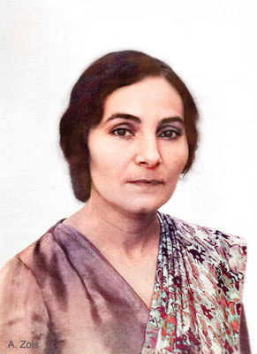 Mehera Irani - 1951 passport photo.   Image colourized by Anthony Zois.