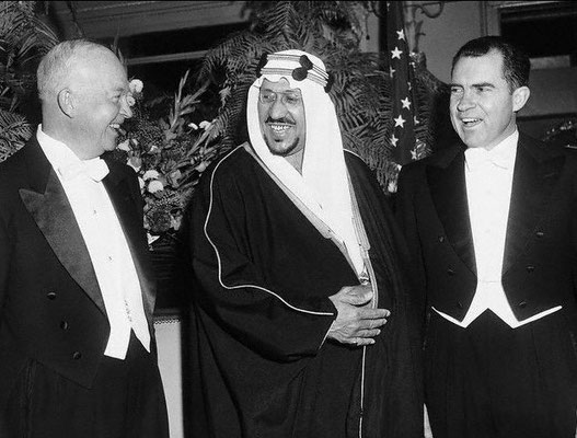 1956 ; King Saud's visit to Washington DC., President Eisenhower and Vice-President Nixon at a state dinner in his honour.