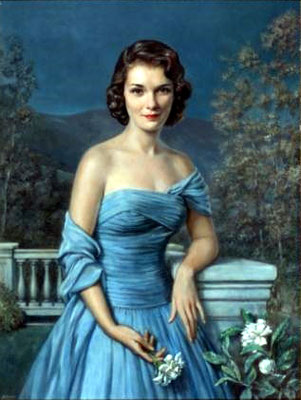 Portrait of lady in blue dress -  1950s