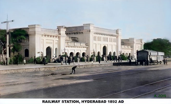 Hyderabad ( Sind ) Railway Station - 1892. Image rendition by Anthony Zois.
