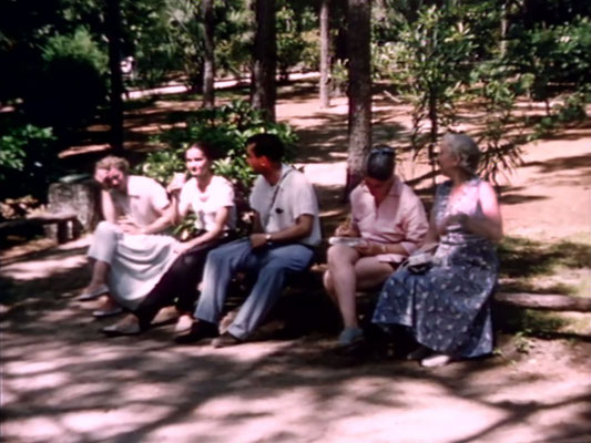 1956 ; Meher Center, Myrtle Beach, SC. ; Don Stevens with Bunty Kelly and Filis Frederick. The images were captured by Anthony Zois from a film by Sufism Reoriented.