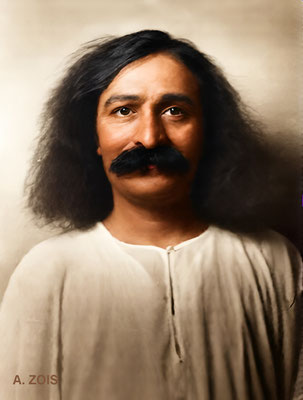 1931 . Genthe's photo of Meher Baba.Image rendition by Anthony Zois.