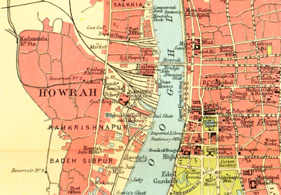 1930 Calcutta-Howrah map close-up