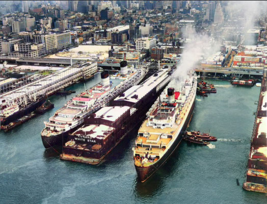 Pier 97 in the 1930s. Image coloured by AZ.