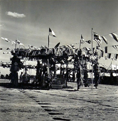 The structure under which Baba sat at the foundation laying ceremony of the Universal Spiritual Centre at Byramangala, 17 December 1939