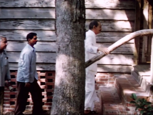 1956 ; Meher Center, Myrtle Beach, SC. ; Meher Baba with his men mandali at The Barn. The images were captured by Anthony Zois from a film by Sufism Reoriented.