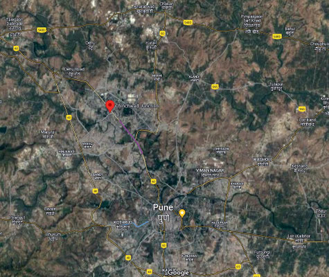 Map : Chinchwad, Poona ( Pune ), India. Map courtesy of Google maps.