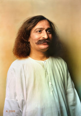 1931 . Genthe's photo of Meher Baba.Image rendition by Anthony Zois.