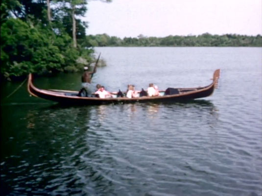 1956 ; Meher Center, Myrtle Beach, SC. ; The gondola on the Center's Long Lake.  The images were captured by Anthony Zois from a film by Sufism Reoriented.