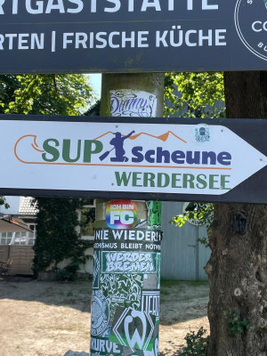 Die SUP-Scheune am Werder See hielt die Boards bereit!  © Imke Wicke