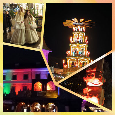 Die riesige Weihnachtspyramide, der Winterwald, Illumination, Engel, all das gab es auf dem Weihnachtsmarkt in Fulda! © I.Homfeld