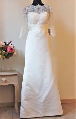 759 - ABITO DA SPOSA IN MIKADO E PIZZO CHANTILLY