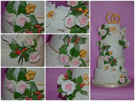 Hochzeitstorte " Hochzeit in Winter"  mit Zuckerblumen