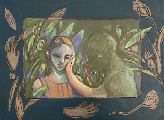 Stroke, 2023 - 70 x 90 cm, oil and charcoal on canvas