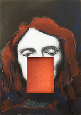 Mask I, 2018 - pastel on paper, 42 x 30 cm