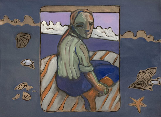 Shore, 2023 - 70 x 90 cm, oil and charcoal on canvas