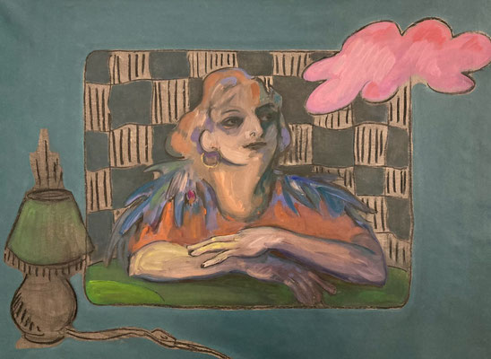 Tbt, 2023 - 70 x 90 cm, oil and charcoal on canvas