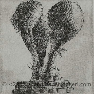 Olive Tree XI, 3x3" Drypoint and Etching, 2012